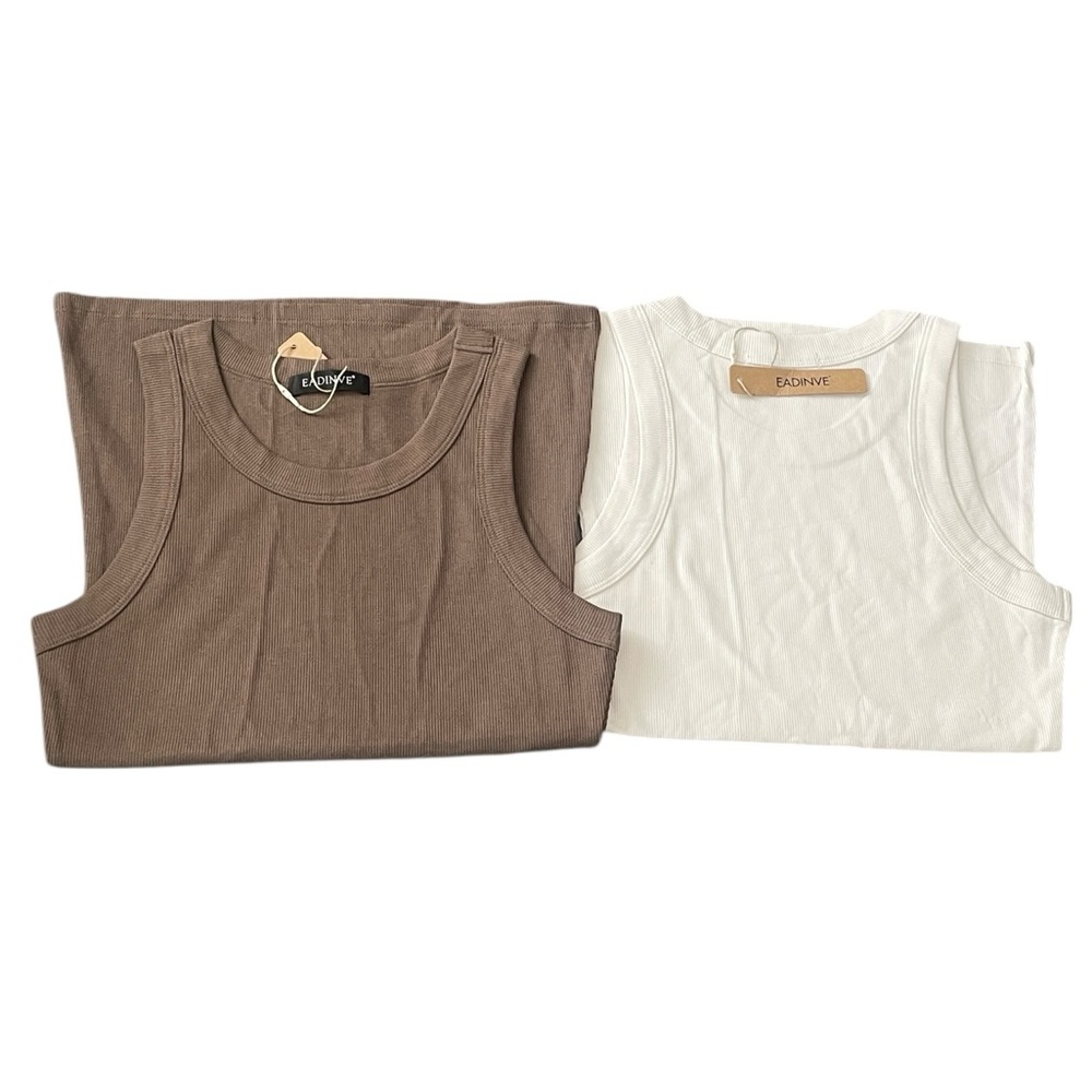 2 Pack Women's Racerback Ribbed Tank Tops - Picture 3 of 8